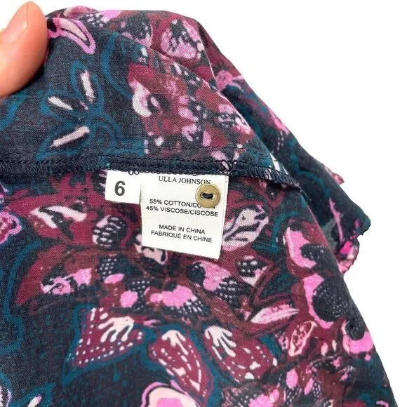 ULLA JOHNSON Fawn floral Dress‎ in Midnight Sz 6